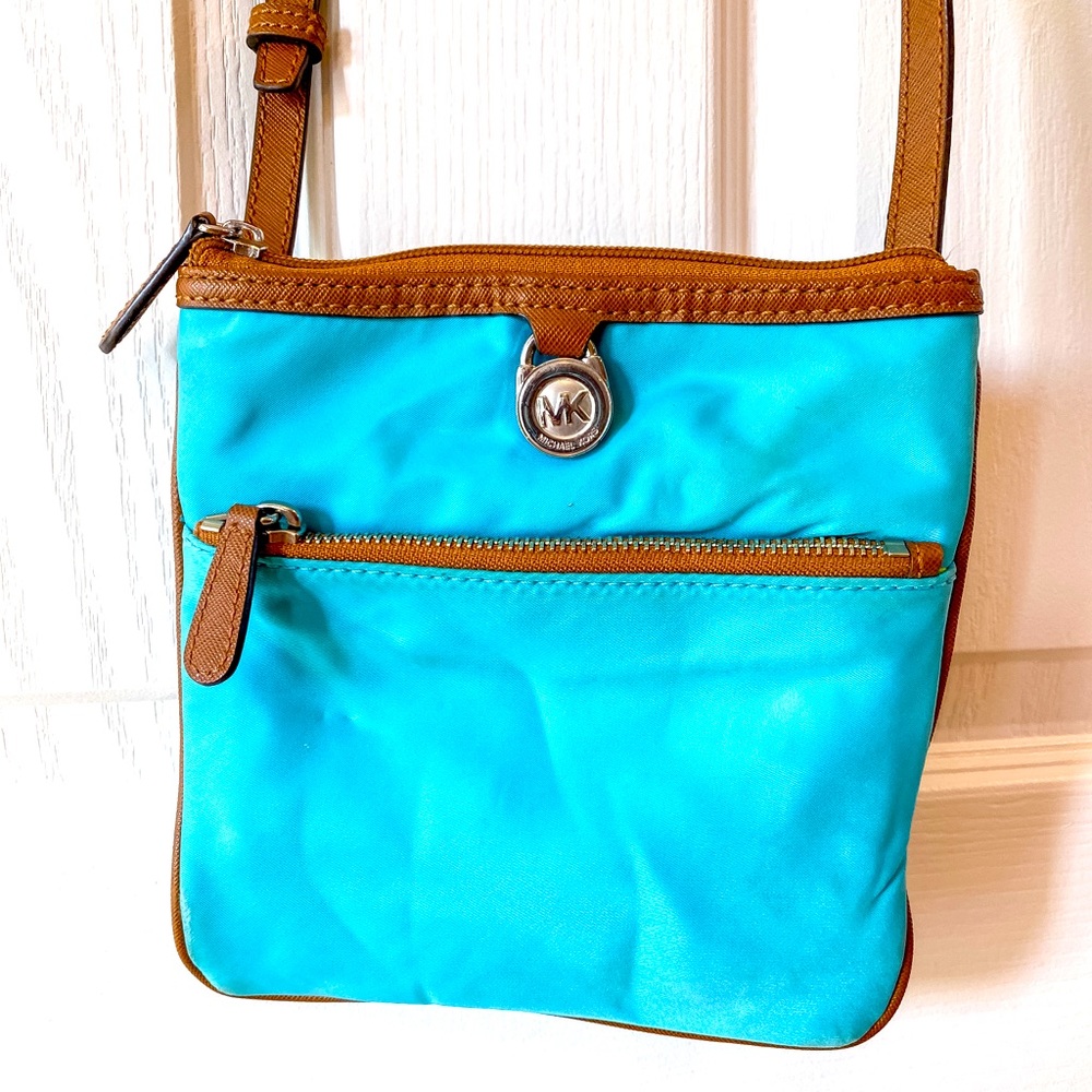Michael Kors Kempton Small Blue Nylon Crossbody Bag